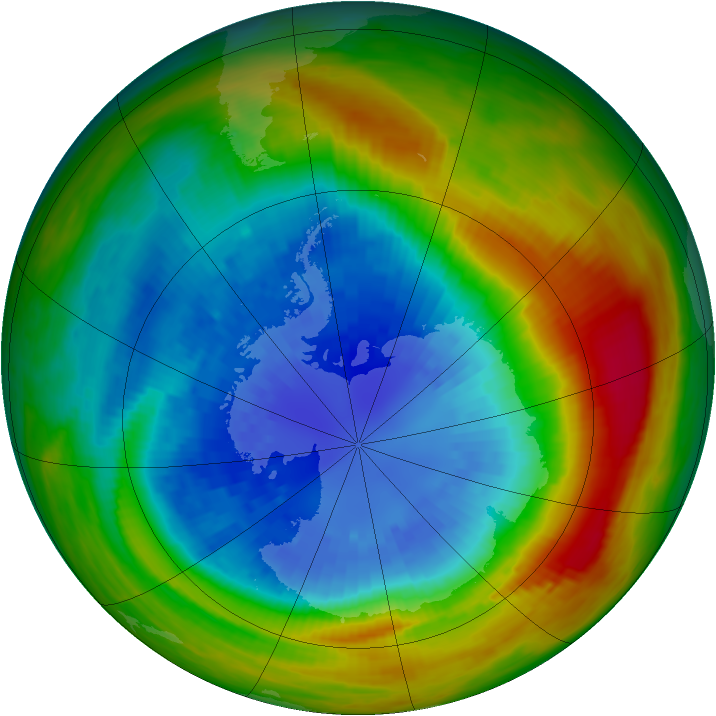 Antarctic ozone map for 10 September 1988